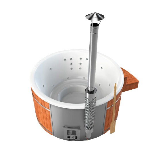 Luxusná kúpacia kaďa s hydromasážou a integrovanou pieckou na drevo – Hottubs